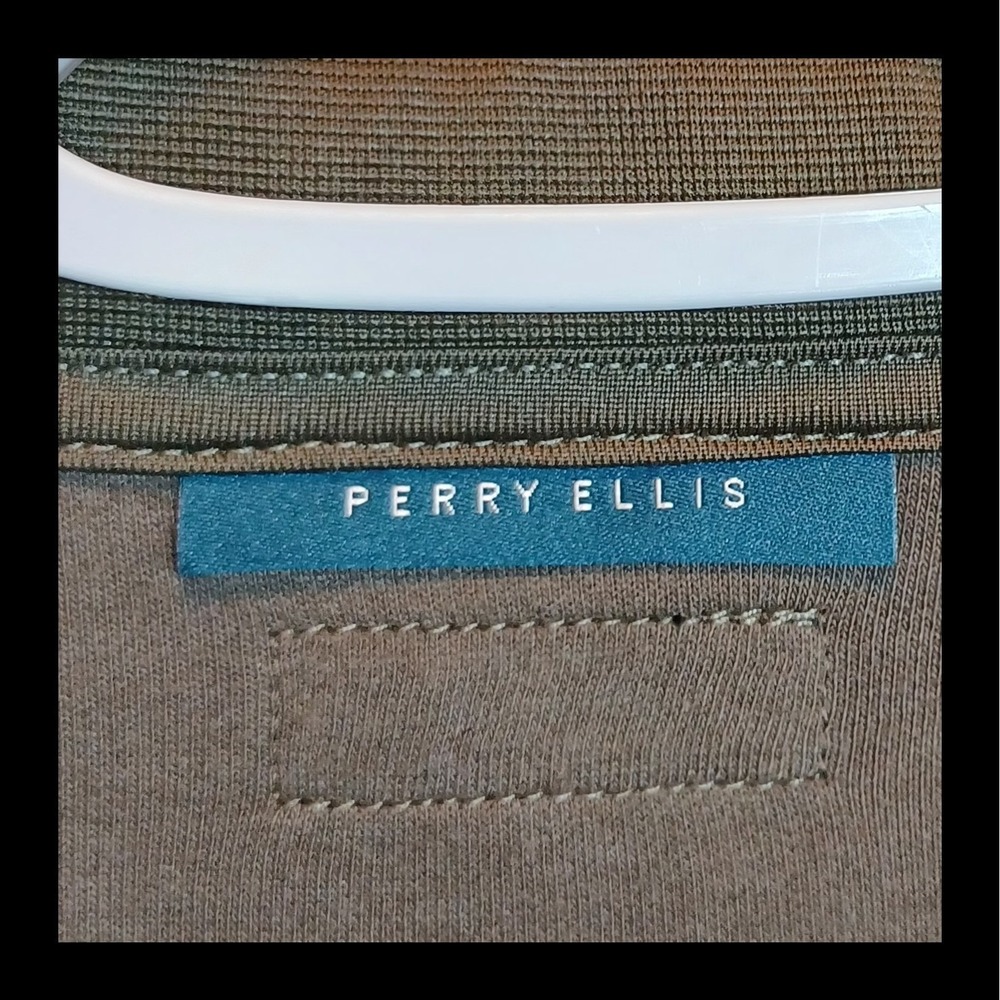 Perry Ellis Mens Quilted Front Hybrid Full Zip Jacket Olive Green Large NWT - Picture 3 of 13
